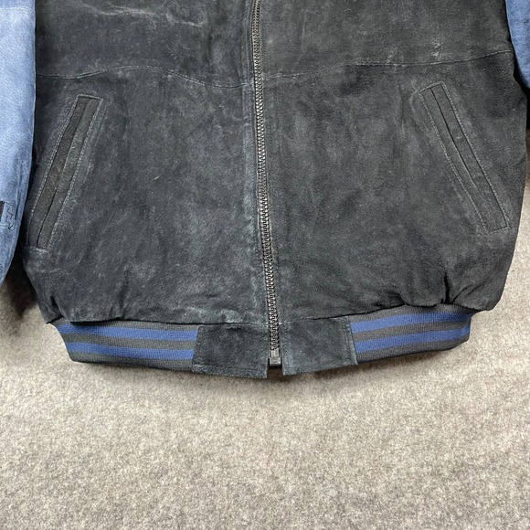 GIII & Carl Banks NFL FedEx Suede Leather Bomber‎ Jacket Mens Large Blue Black - Picture 7 of 13